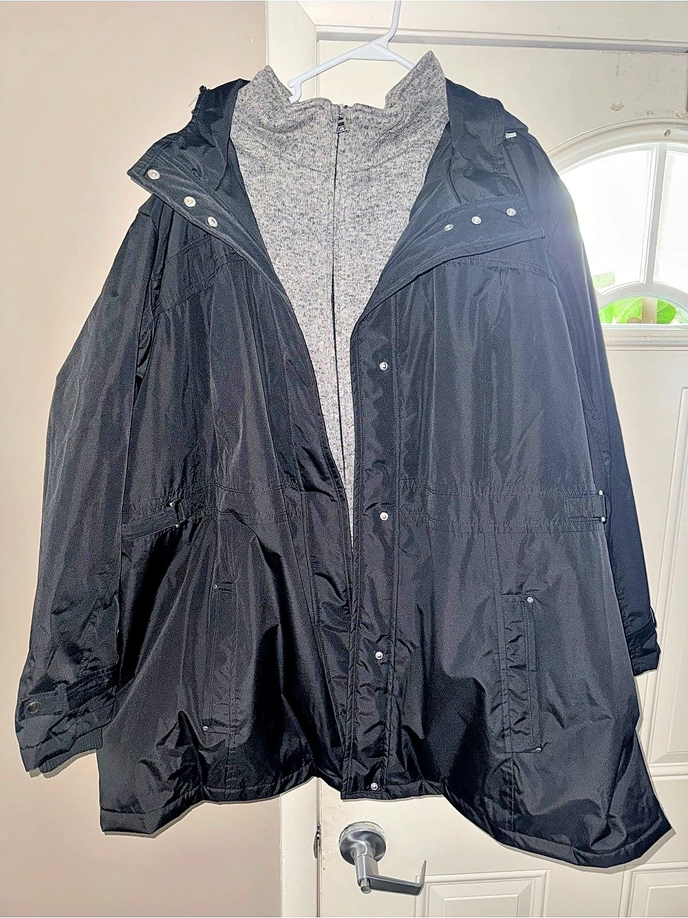 Catherine's Black & Gray Hooded Jacket Size 5X Like New